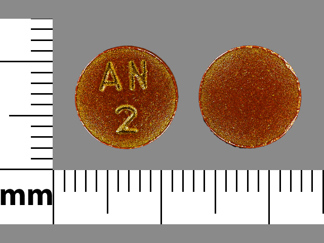 Brown Round pill with imprint AN;2 — Phenazopyridine hydrochloride 200 mg (view 4)