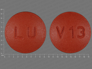 Brown Round pill with imprint V13;LU — Imipramine hydrochloride Imipramine hydrochloride 50 mg; (view 2)