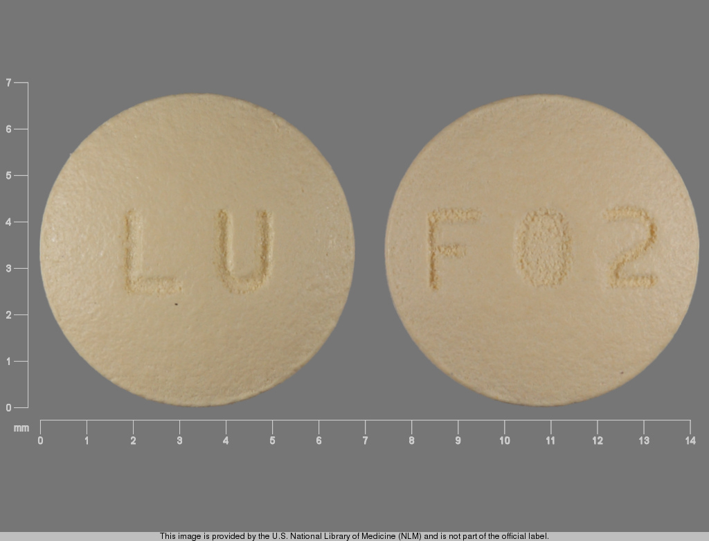 Yellow Round pill with imprint LU;F02 — Quinapril 10 mg (view 2)