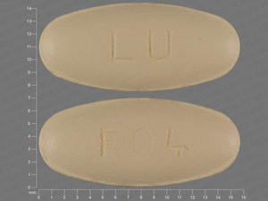 Yellow Round pill with imprint LU;F04 — Quinapril 40 mg (view 3)