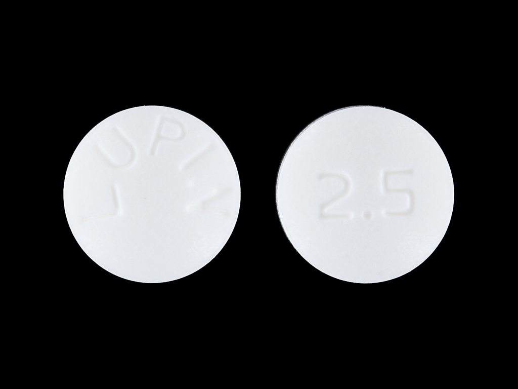 White Round pill with imprint LUPIN;2;5 — Lisinopril Lisinopril 2.5 mg; (view 2)