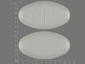 White Oval pill with imprint WAR;10 — Warfarin sodium Warfarin sodium 10 mg; (view 2)