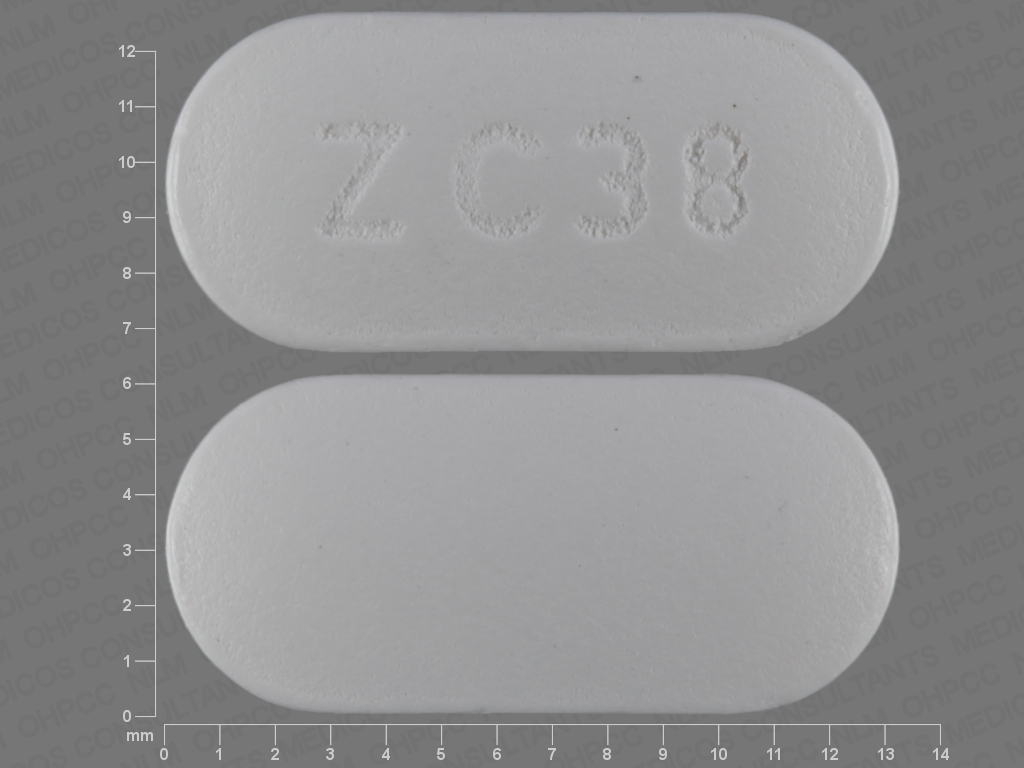 White Oval pill with imprint ZC38 — Hydroxychloroquine sulfate Hydroxychloroquine sulfate 200 mg; (view 2)