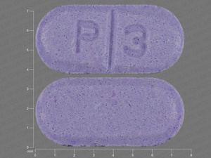 Purple Capsule pill with imprint P;3 — Pramipexole dihydrochloride Pramipexole dihydrochloride 0.5 mg; (view 2)