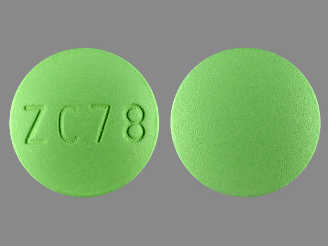 Green Round pill with imprint ZC;78 — Risperidone Risperidone 4 mg; (view 2)