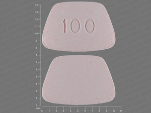 Pink Trapezoid pill with imprint 100 — Fluconazole Fluconazole 100 mg; (view 2)