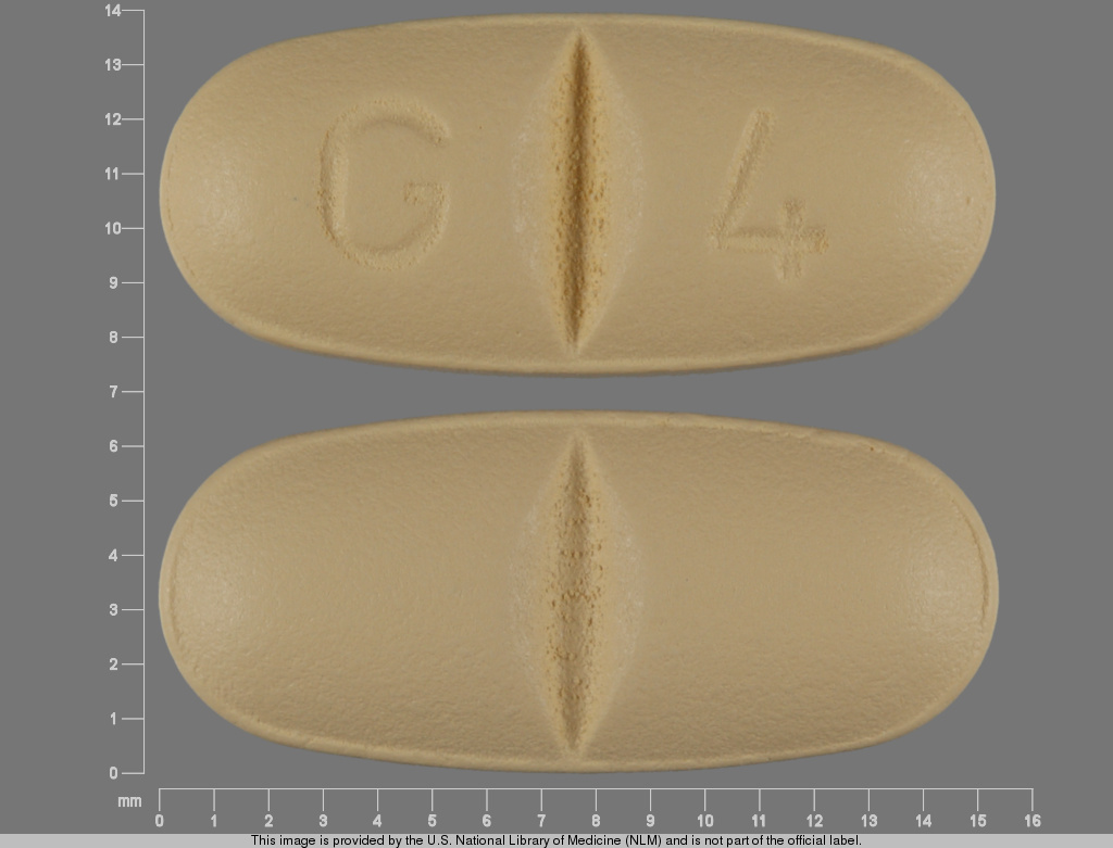 Yellow Oval pill with imprint G;4 — Oxcarbazepine 300 mg (view 2)