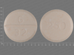 Orange Round pill with imprint G;32;250 — Naproxen Naproxen 250 mg; (view 2)