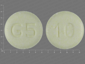Yellow Round pill with imprint G5;10 — Pravastatin sodium Pravastatin sodium 10 mg; (view 3)