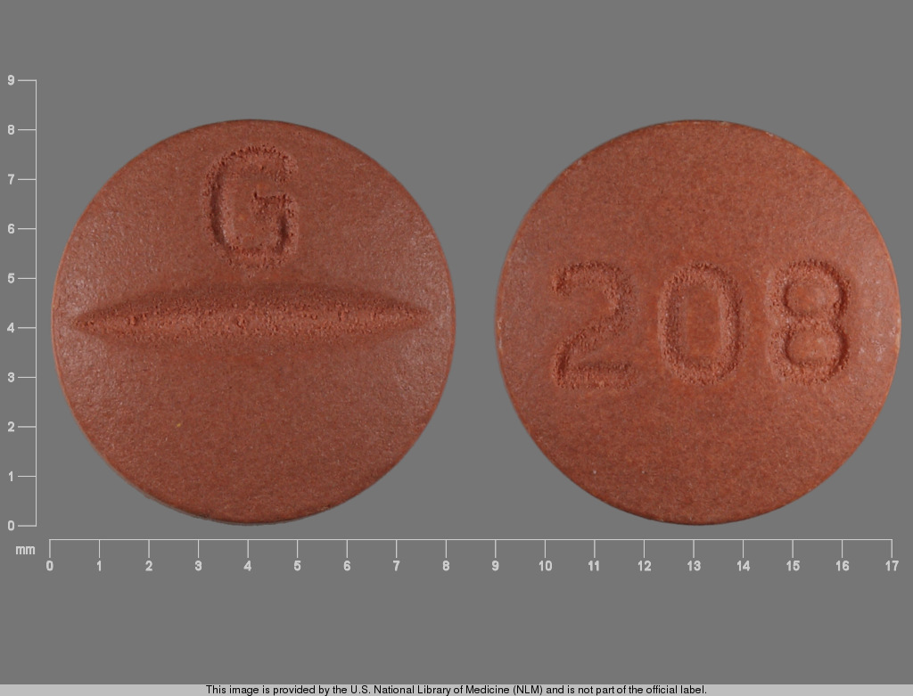 Brown Round pill with imprint G;208 — Moexipril hydrochloride 15 mg (view 2)