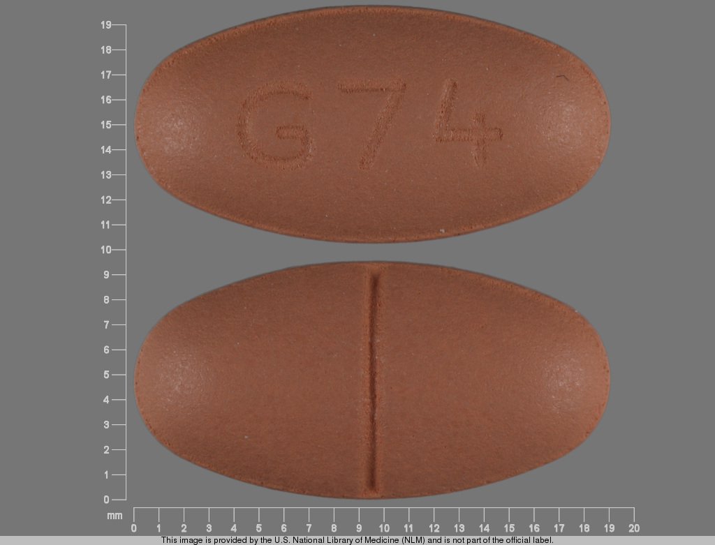 Brown Oval pill with imprint G74 — Verapamil hydrochloride Verapamil hydrochloride 240 mg; (view 2)