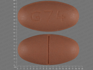 Brown Oval pill with imprint G74 — Verapamil hydrochloride Verapamil hydrochloride 240 mg; (view 3)