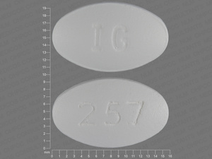 White Oval pill with imprint IG;257 — Nabumetone Nabumetone 500 mg; (view 3)