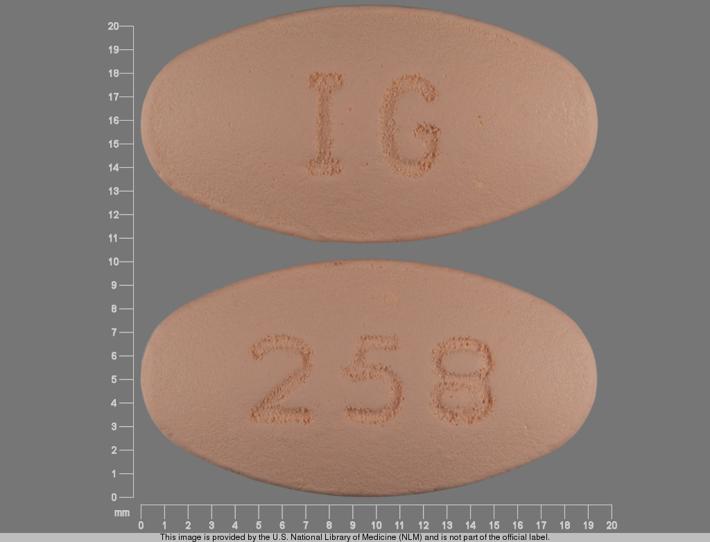 Brown Oval pill with imprint IG;258 — Nabumetone 750 mg (view 3)
