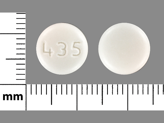 White Round pill with imprint 435 — Acamprosate calcium Acamprosate calcium 333 mg; (view 3)