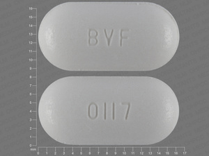 White Oval pill with imprint BVF;0117 — Pentoxifylline Pentoxifylline 400 mg; (view 4)