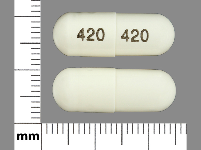 White Capsule pill with imprint 420 — Diltiazem hydrochloride Diltiazem hydrochloride 420 mg (view 2)