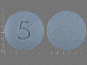 Blue Round pill with imprint 5 — Desloratadine Desloratadine 5 mg; (view 4)