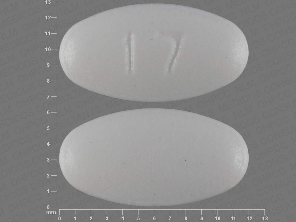 White Oval pill with imprint 17 — Pantoprazole sodium Pantoprazole sodium 40 mg; (view 2)