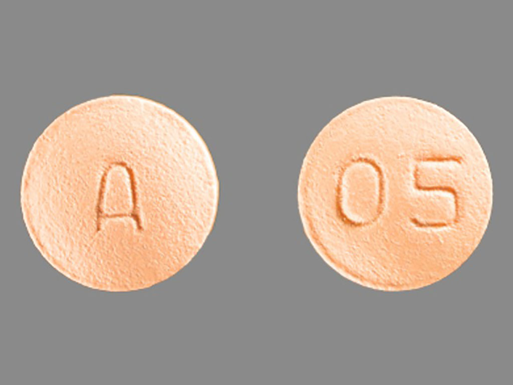 Orange Round pill with imprint A;05 — Citalopram Citalopram hydrobromide 10 mg; (view 3)