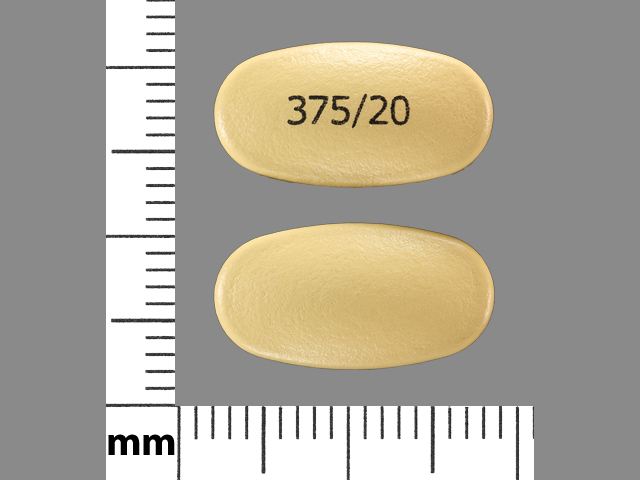 Yellow Oval pill with imprint 375;20 — Vimovo Naproxen 375 mg;esomeprazole magnesium 20 mg; (view 2)