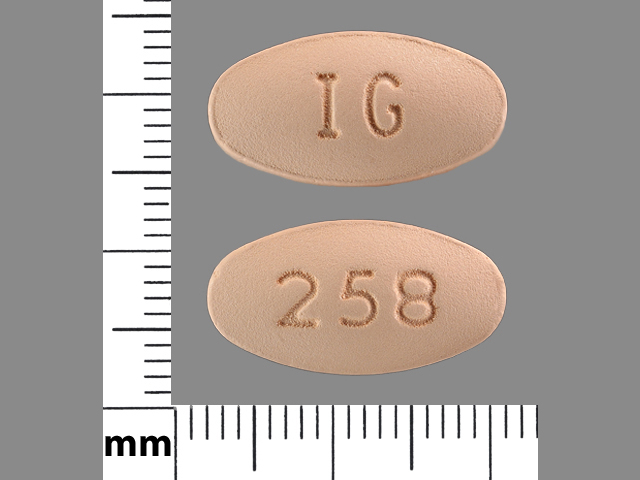 Brown Oval pill with imprint IG;258 — Nabumetone 750 mg (view 4)