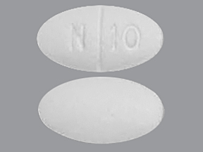 White Oval pill with imprint N;10 — Benztropine mesylate 1 mg (view 2)