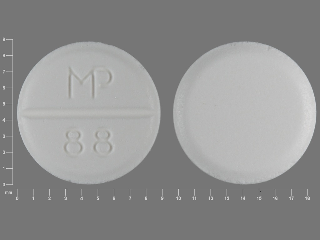 White Round pill with imprint MP;88 — Albuterol sulfate Albuterol sulfate 4 mg; (view 2)
