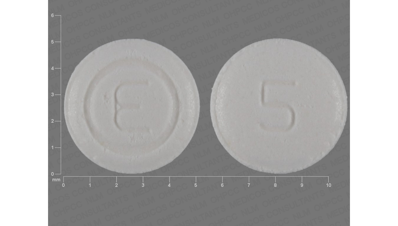 White Round pill with imprint 5;E — Ondansetron Ondansetron 4 mg; (view 2)