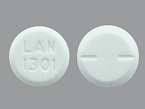 White Round pill with imprint LAN;1301 — Primidone Primidone 50 mg; (view 3)