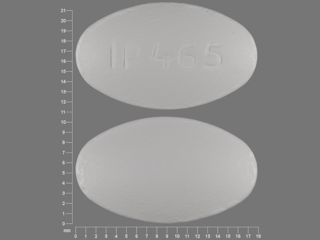 White Oval pill with imprint IP;465 — Ibuprofen Ibuprofen 600 mg; (view 3)