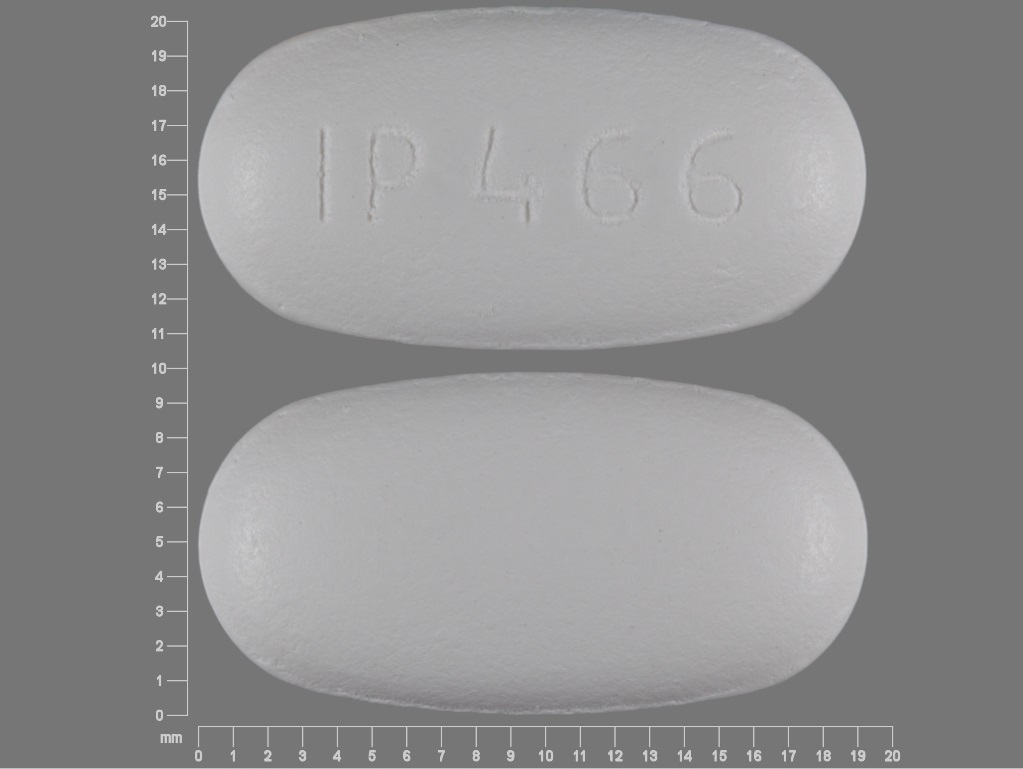 White Oval pill with imprint IP;466 — Ibuprofen Ibuprofen 800 mg; (view 3)