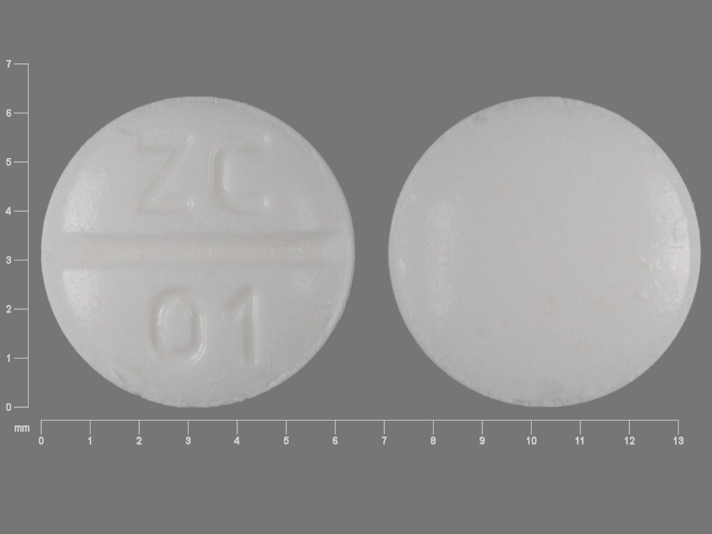 White Round pill with imprint ZC;01 — Promethazine hydrochloride 12.5 mg (view 3)