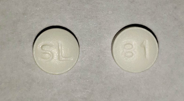 White Round pill with imprint SL;81 — Dipyridamole 25 mg (view 3)