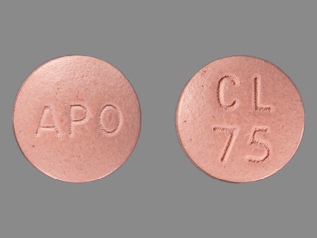 Pink Round pill with imprint APO;CL;75 — Clopidogrel Clopidogrel bisulfate 75 mg; (view 3)