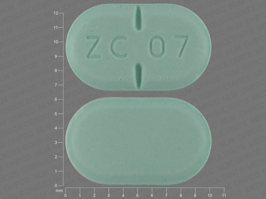 Green Oval pill with imprint ZC;07 — Haloperidol 5 mg (view 2)