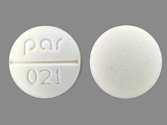 White Round pill with imprint Par;021 — Isosorbide dinitrate Isosorbide dinitrate 10 mg; (view 2)