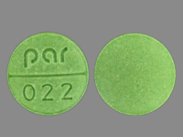 Green Round pill with imprint Par;022 — Isosorbide dinitrate Isosorbide dinitrate 20 mg; (view 2)