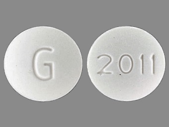 White Round pill with imprint G;2011 — Orphenadrine citrate Orphenadrine citrate 100 mg; (view 3)