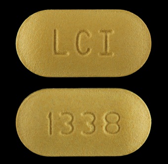 Yellow Oval pill with imprint LCI;1338 — Doxycycline Doxycycline 100 mg; (view 2)