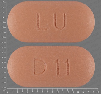 Orange Capsule pill with imprint LU;D11 — Niacin Niacin 500 mg; (view 2)