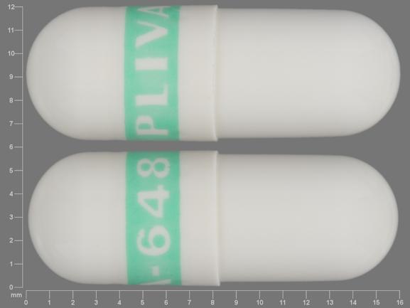 White Capsule pill with imprint PLIVA;648 — Fluoxetine Fluoxetine hydrochloride 20 mg; (view 18)