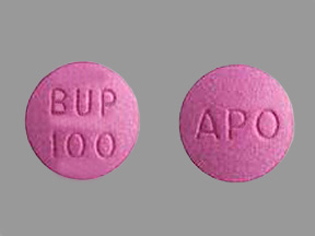 Purple Round pill with imprint APO;BUP;100 — Bupropion hydrochloride Bupropion hydrochloride 100 mg; (view 2)