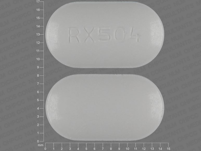 White Capsule pill with imprint RX504 — Acyclovir Acyclovir 400.00 mg; (view 3)
