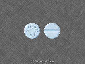 Blue Round pill with imprint MYLAN;A1 — Alprazolam Alprazolam 1 mg; (view 2)