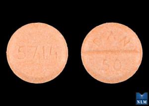 Orange Round pill with imprint DAN;50;5714 — Amoxapine Amoxapine 50 mg; (view 2)