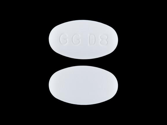White Oval pill with imprint GGD8 — Azithromycin Azithromycin monohydrate 500 mg; (view 2)