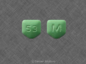 Green Pentagon (5 sided) pill with imprint M;317 — Cimetidine Cimetidine 300 mg; (view 2)