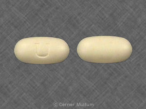 Yellow Oval pill with imprint U — Colestid Colestipol hydrochloride 1 g; (view 2)