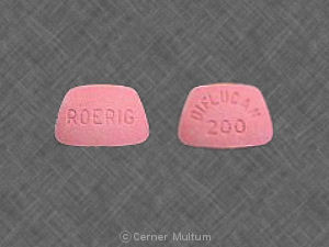 Pink Trapezoid pill with imprint DIFLUCAN;200;ROERIG — Diflucan Fluconazole 200 mg; (view 2)